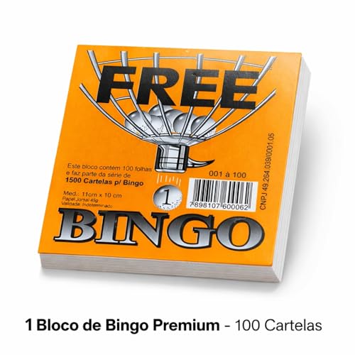 Mega Bloco Bingo Laranja 100 Folhas 1500 Combinações para Jogos | Premium