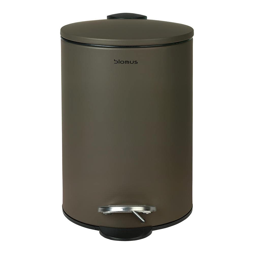 Blomus Tubo Pedal Bin Made of Powder-Coated Steel, Tarmac, 3 L Capacity, Smart Close System, Removable Bucket, Exclusive Bathroom Accessory (H x W x D: 24.5 x 17 x 17 cm, Tarmac, 69159)