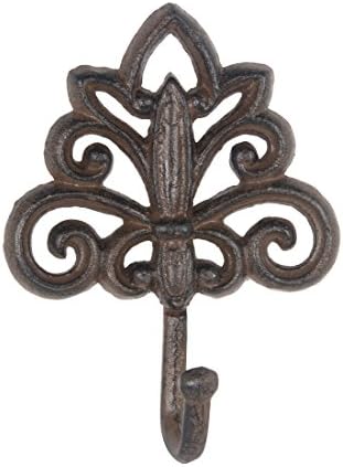 Privilege Metal Decorative Wall Hooks Rust Brown Finish Cast Iron Decorative Single Wall Hook 7 Inches Tall 2.5 X 5 X 7 Inches Brown