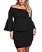 VINKKE Womens Peplum Off The Shoulder Party Plus Size Mini