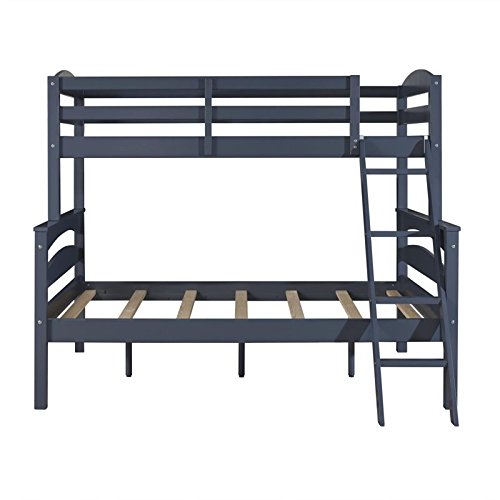 DHP Brady Solid Wood Bunk Beds with Ladder and Guard Rail, Twin Over