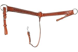 Barrel Brown Wolfstone Premium Leather Western Breast Collar for Horse Riding Tan Leather Breastcollar for Trail Riding, Dura