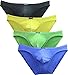 iKingsky Men's Modal Bulge Briefs Sexy Low Rise Pouch Bikini Underwear (X-Large, 4 Pack-2)
