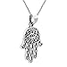 AeraVida Henna Hamsa Hand of Fatima with Evil Eye .925 Sterling Silver Pendant Necklace