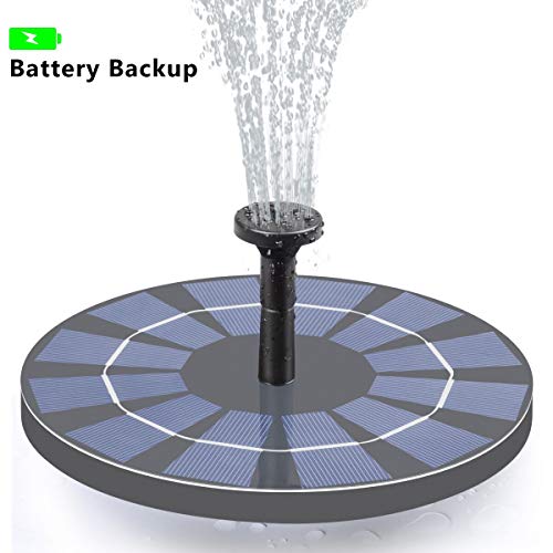 TOMONOLO Solar Bird Bath Fountain with Battery Backup, 2.5W Free Standing Solar Water Pump Kit for Birdbath, Pond, Pool, Garden