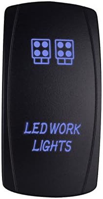 Led Rocker Switches Work Light Toggle Switch - 5 Pin Blue ON-OFF 12V/20A 24V/10A Laser Etched Waterproof Backlit Switches Illuminated for SUV Vehicles ATV UTV Marine
