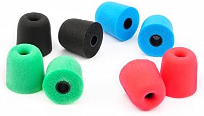 Deruitu Colorful Memory Foam Replacement Ear Tips for Headphones Earbuds, Noise Cancelling and Soft Viscous Foam Eartips for Earphones(4 pairs different colors)