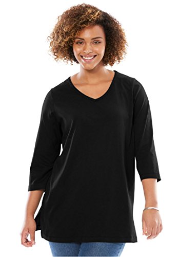 Women's Plus Size Perfect Three-Quarter Sleeve V-Neck Tunic