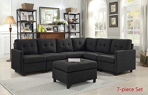 DAZONE Corner Sectional Sofa Chair with Cushions (Charcoal, 31" L x 31" W x 33.5" H / 42 Lbs)