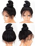 Persephone Light Yaki Straight 360 Lace Frontal Wig Pre Plucked With Baby Hair Yaki 360 Human Hair Wigs for Black Women Brazilian Remy Virgin 360 Wig Human Hair 150 Density 12 Inch Natural Color