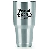 Proud Dog Mom Vinyl Decals Stickers (2 Pack!!!) | Yeti Tumbler Cup Ozark Trail RTIC Orca | Decals Only! Cup not Included! | 2-4 X 2.6 inch Black Decals | KCD1558