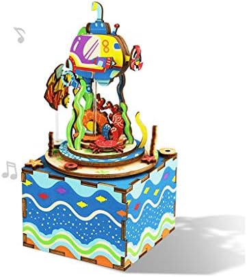 オルゴール 木製オルゴールDIY 3Dパズルキッズミュージカルボックスウッドクラフトキット、少年少女回転工芸用デスクトップの装飾のギフトオルゴール 贈り物 (Color : C)