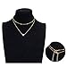 Wowanoo Multilayer Choker Necklace Set Double Layers Heart Chain Necklace for Women