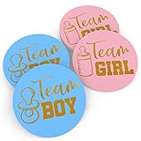 Baby Nest Designs - Gender Reveal Stickers Games Team Boy & Team Girl (80 Pieces) - Perfect Gender Reveal Party Supplies - Gold Foil Stamping - Hand-Drawn Art in The USA - Easy Peel-Off