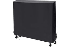 Table Tennis Table Cover for Folding for Ping Pong Tables, 165 x 185 x 71 cm, 210D Polyester, UV-Resistant & Dustproof, Black