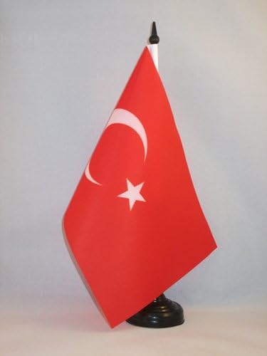 AZ FLAG Turkey Table Flag 5'' x 8'', Turkish Office Decoration 100% Polyester 21 x 14 cm