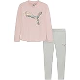 PUMA girls Long Sleeve Tee & Legging Set, Logo Graphics, Crewneck