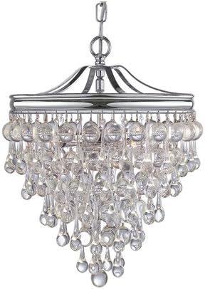 Pendants 3 Light With Clear Glass Drops Clear Glass Drops Steel 12 inch 180 Watts - World of Lighting