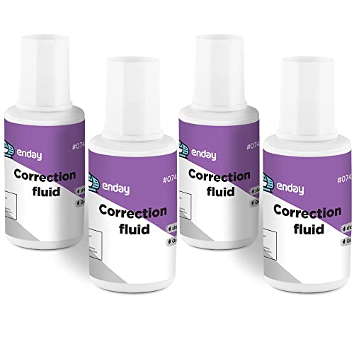 White Out Liquid Correction Fluid Pack of 4, White Fluid .7 fl. Oz. / 20 ml MultiPurpose Smooth