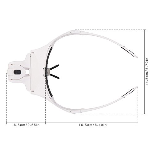 Head Magnifying Glasses Covvy Headband Magnifier Glasses Loupe Visor with LED Light, 5 Different Detachable Lens for Jewelry Loupe, Crafts, Watch & Electronic Repairing, 1.0X to 3.5X Zoom