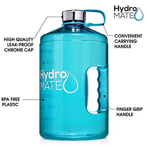 HydroMATE 64 oz 1/2 Gallon Water Bottle Motivational with Time Marker