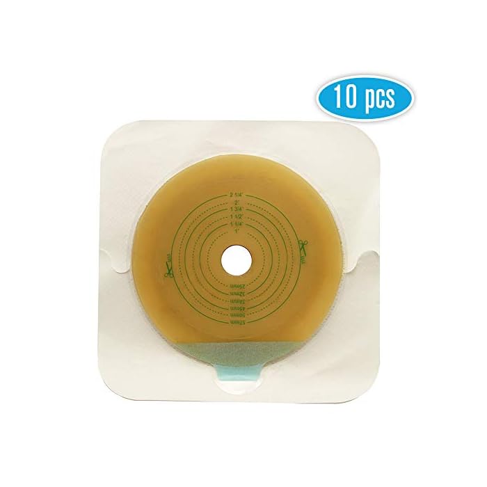 LotFancy Skin Barrier with Non-Woven Border for Two-Piece Drainable Pouch, 10 Pcs Ostomy Wafers for Colostomy Ileostomy…