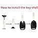 Key Fob Shell Case Fit for Honda Keyless Entry Remote Car Key Housing Replacement with Free Screwdriver (Casing Only Without Blade)(Black) (Black)