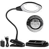 Magnifying Glass lamp, Dylviw 2X Magnifier Light with Metal clamp, Table Base Holder USB Powered Classic Black Portable Clip Desktop Magnifying lamp, Great for Daily Reading, Hobbies, Workbench