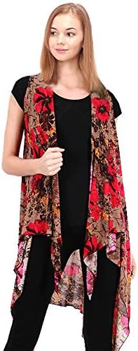 CCFW Floral Printed Open Front Drape Cardigan Scarf Vest