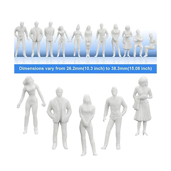XAVSWRDE 100 Stück Menschen Modell Figuren Set 1:50 Miniaturmodell Weiße Figuren Menschliches Modell Plastik… – Bild 4