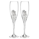 Wedding Accessories Sparkling Love Champagne Flute (Set of 2), Silver