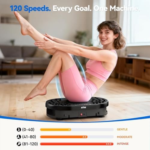 Plateforme Vibrante Oscillante avec Télécommande, Plaque Vibrante Fitness avec 120 Niveaux De Vitesse, 9 Modes De Programme, Minuteur 15 Min, Charge Max 136 Kg