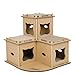 Petique Feline Fortress Cat House: Eco-Friendly, Cat-Shaped Entrances, Fish-Shaped Handles, 7 Reversible Scratchboards, Lightweight, Easy Assembly, Sustainable, Compostable, Supports UP to 30LBS
