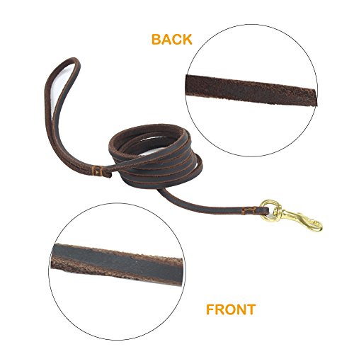 image for HiCaptain 1/4 inch x 6 feet Thin Leather Pet Leash, Durable Dog Leashe