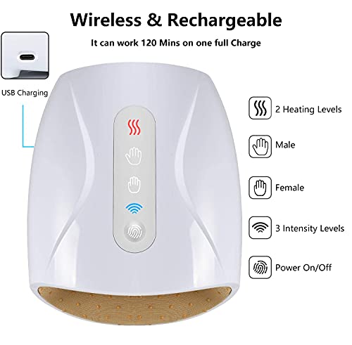 Masajeador De Mano Eléctrico Masajeador De Manos Artritis Hand Massager con Calor Compresión para El Masaje De Puntos De Acupuntura, El Alivio del Dolor, Adormecimiento del Túnel Carpiano y de Los Dedos