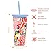 Ban.do Floral Sip Sip Insulated Tumbler With Reusable Silicone Straw, 20 Ounces, Flower Shop