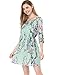 Allegra K Women's 3/4 Sleeve Round Neck Floral Pattern Fully Lined Dress S Mint