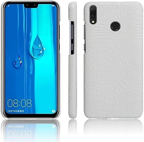 Huawei Y9 2019 Case,Abeike Luxury Classic Crocodile Skin Pattern [Ultra Slim] PU Leather Anti-Scratch PC Protective Hard Case Cover for Huawei Y9 2019 (White)