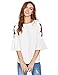 Floerns Women's Floral Embroidery Loose Blouse Bell Sleeve Top Beige XL