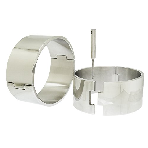 ACECHANNEL Polished Shining Stainless Steel Oval Shape Wrist Ankle Cuffs Lockable Bangle Salve Bracelets (65)