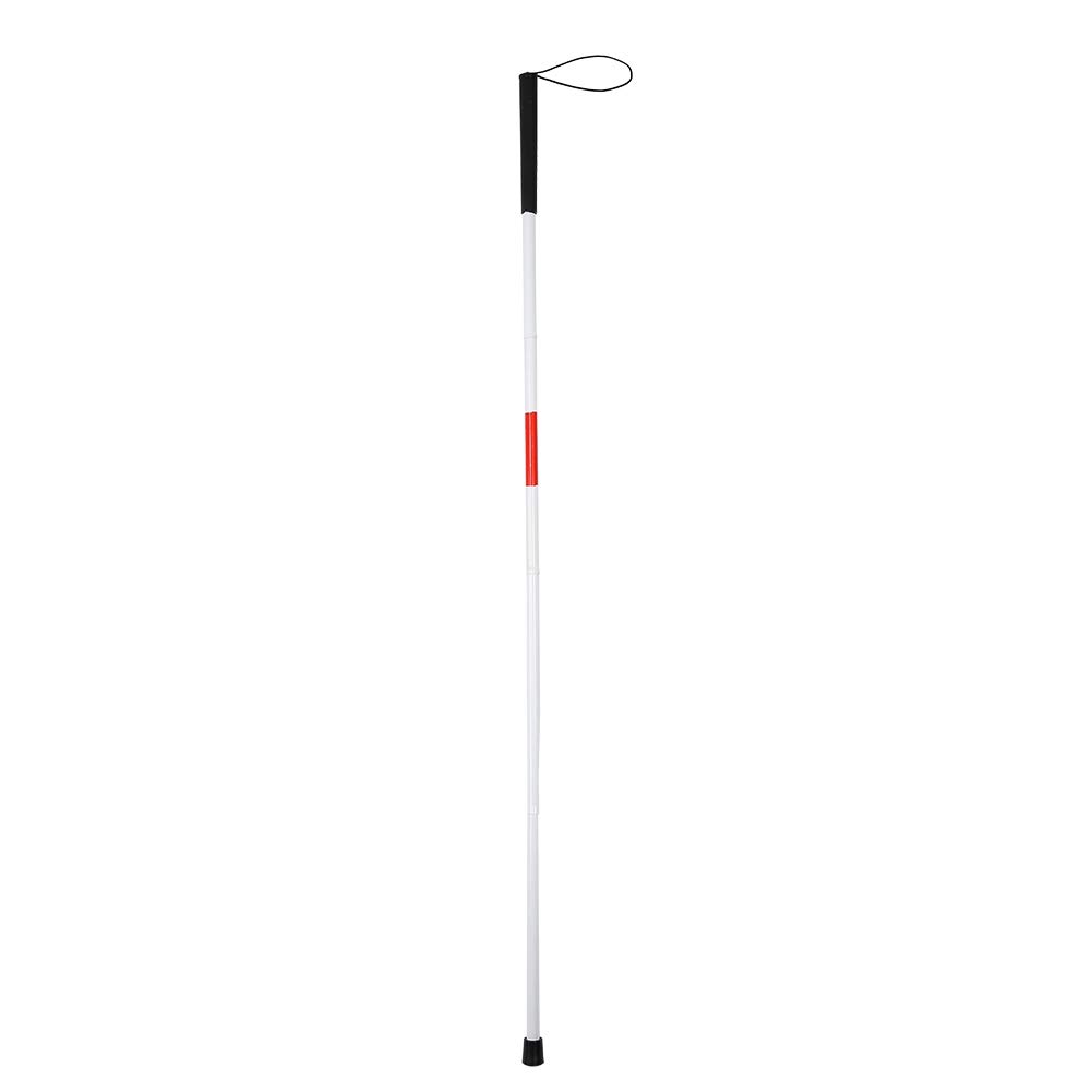 Folding Blind Cane, Portable Walking Stick Adjustable Aluminium Alloy Collapsible Support Crutch, 124cm Folds Down 4 Sections with Reflective Red White Cane for Vision Impaired and Blind