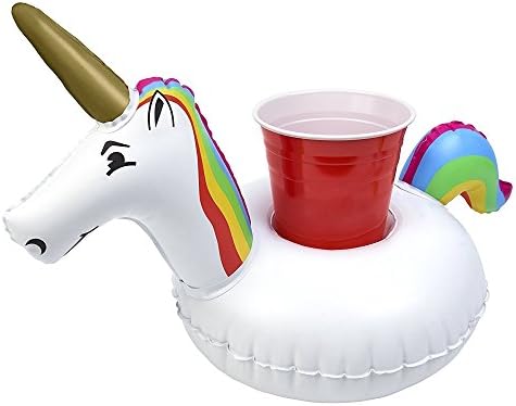 Hecentur Inflatable Unicorn Drink Holder Unicorn Inflatable Drink Coasters Holder Summer Beach Outdoor Vacation Swimming Pool Party Lounge Raft for Adults Kids
