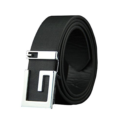 Toimothcn Man's Fashion Alloy Buckle Faux Leather Belt Smooth Waistband Jeans Belt Strap (Black,One) - Thumbnail 2