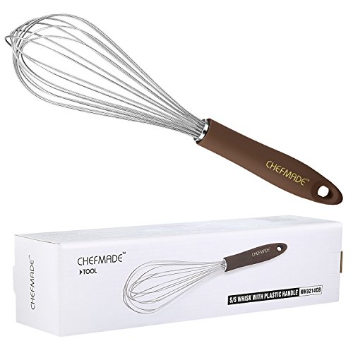CHEFMADE 11-Inch Whisk With Non-slip Handle, Non-stick 18/8 Stainless Steel Egg Beater, FDA Approved For Kitchen Baking Mixing