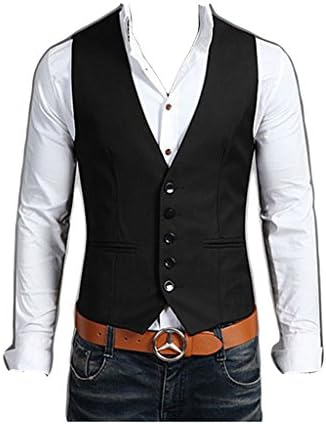 Meiruian Men's Slim Business Casual Formal Dress Suit Vest V-neck Waistcoat Coat