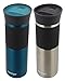 Contigo AUTOSEAL Vacuum Insulated, Stainless Steel Travel Mug, 2 Pack - Keeps Drinks Hot and Cold, Autoseal Button Prevents Spills - No-Slip Comfort Grip - Biscay Bay/ Stainless Steel - 16 Ounces