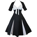 Skelapparel 50's Black and White Polka Dot Party Swing Dress
