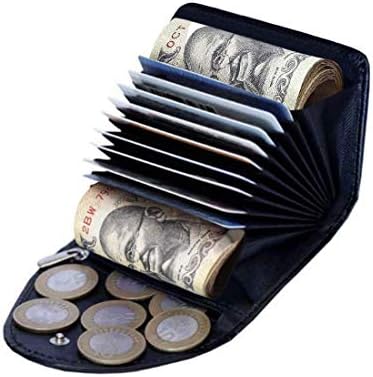 Hebbuli Branded RFID Blocking Credit Card Holder for Men and Women Anti Theft Leather Mini Purse Wallet with 9 Cards Slot Coin Zipper Ultra Slim Non Bulky Stylish Credit Card Case (Tan)