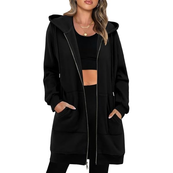 womens Full-zip Fleece Jacket womens zip up hoodies tunic Mid