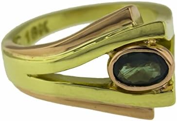 Art Retro 18k Green &amp; Rose Gold 1ct Genuine Oval Alexandrite Gemstone Ring